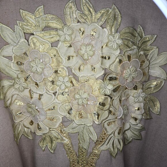 Vintage Fairy Boho Romantic Jacket Long Coat Womens M Beige Tree Floral Artsy - Picture 5 of 13